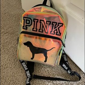 PINK holographic mini backpack